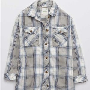 AERIE Flannel Shacket Blue Grey Plaid Shacket SOLD OUT ONLINE!!!